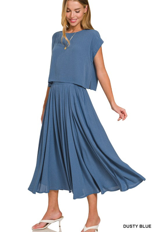 Woven Skirt - Dusty Blue