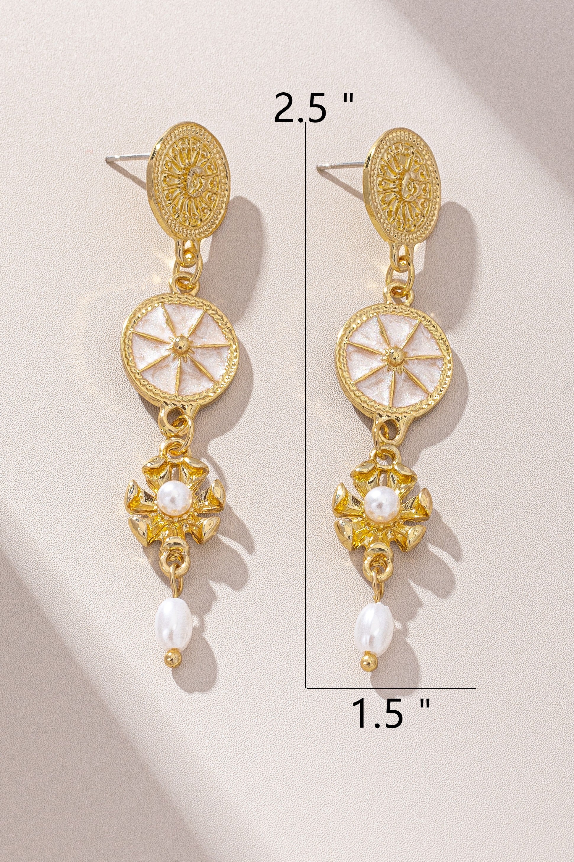 Linear Star Flower Medallion Earring