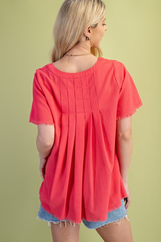 Linen Raw Edges - Coral