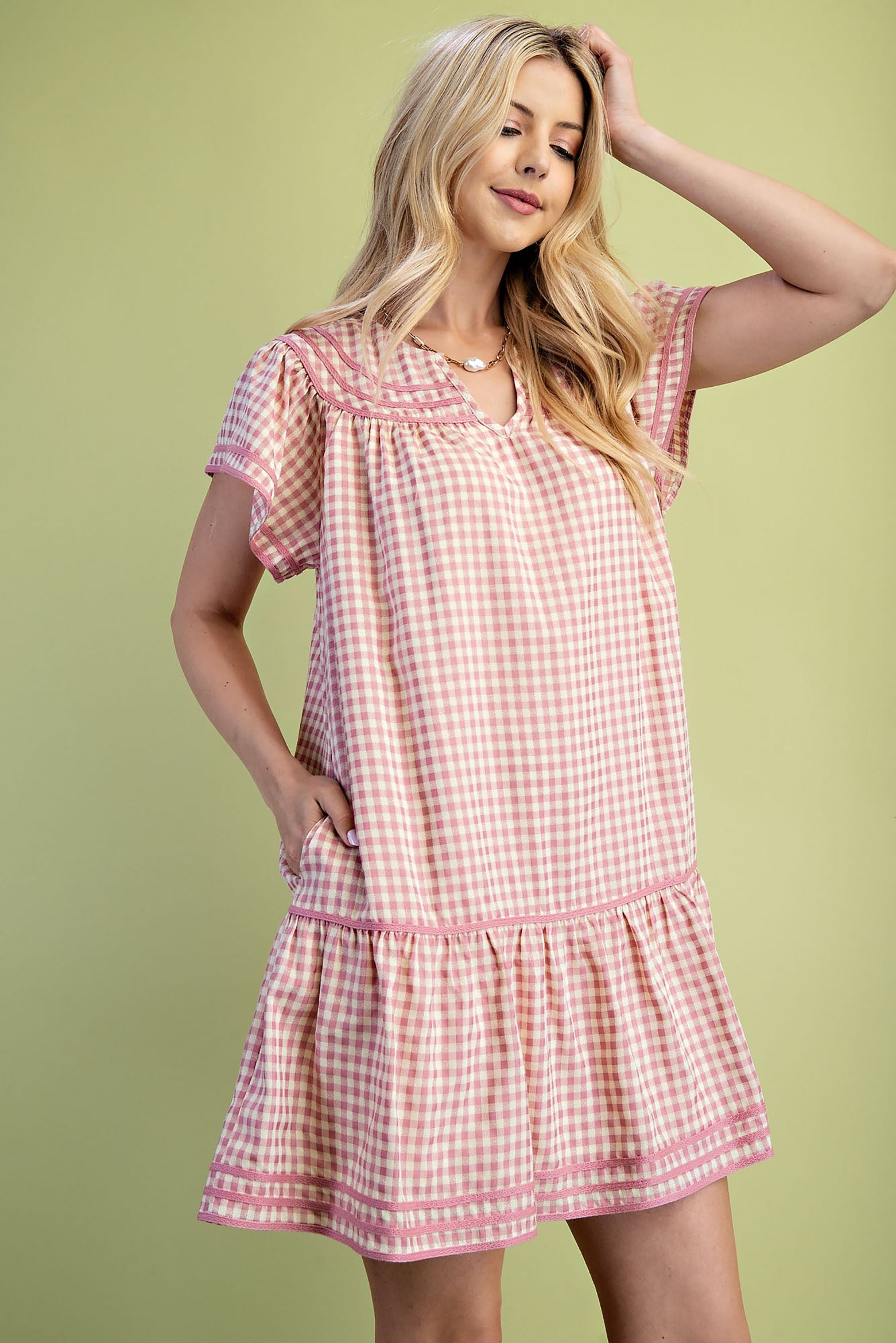 Checkered Dress - Blush