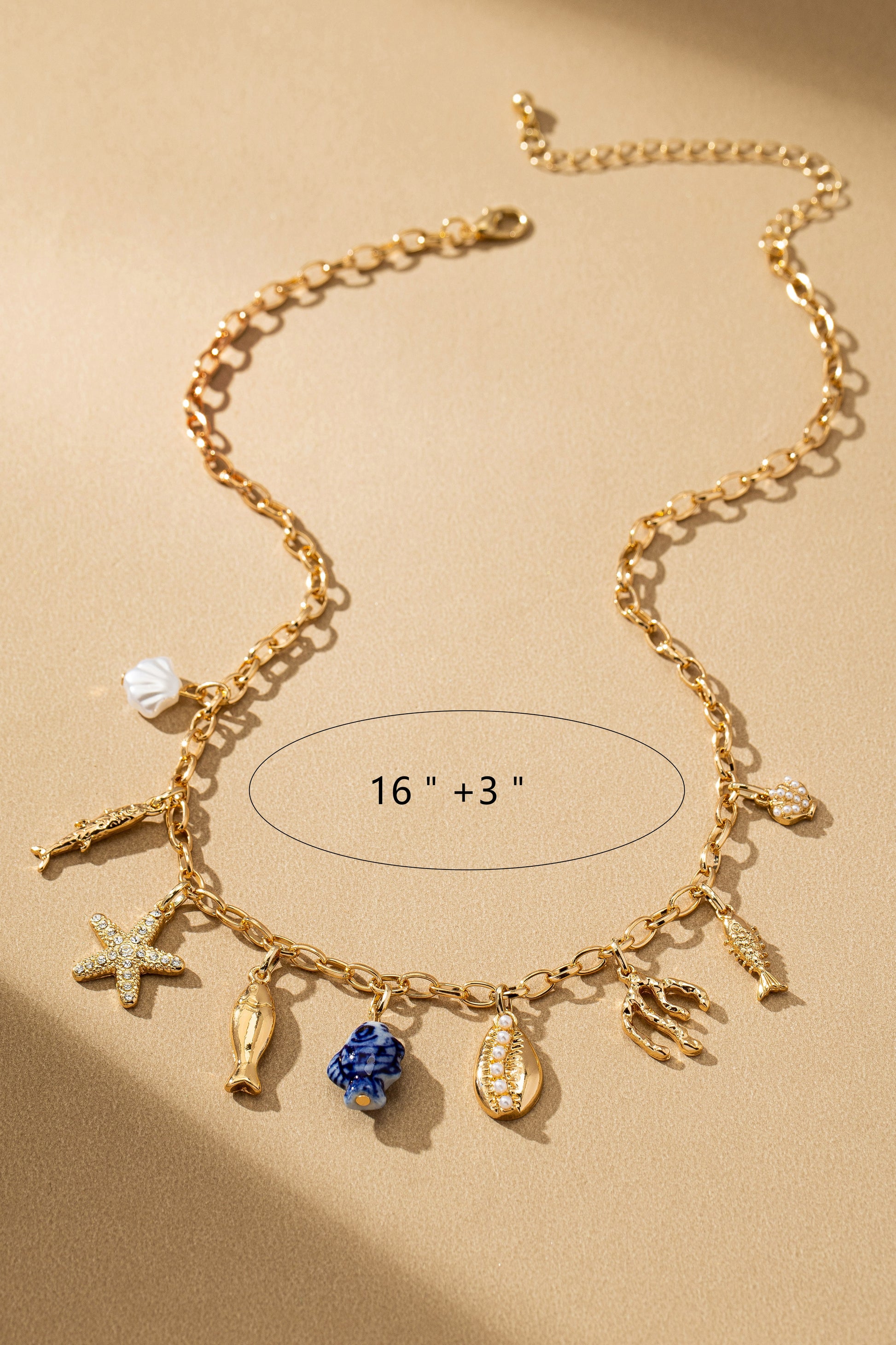 Blue Reef Mini Charm Necklace Ceramic Fish