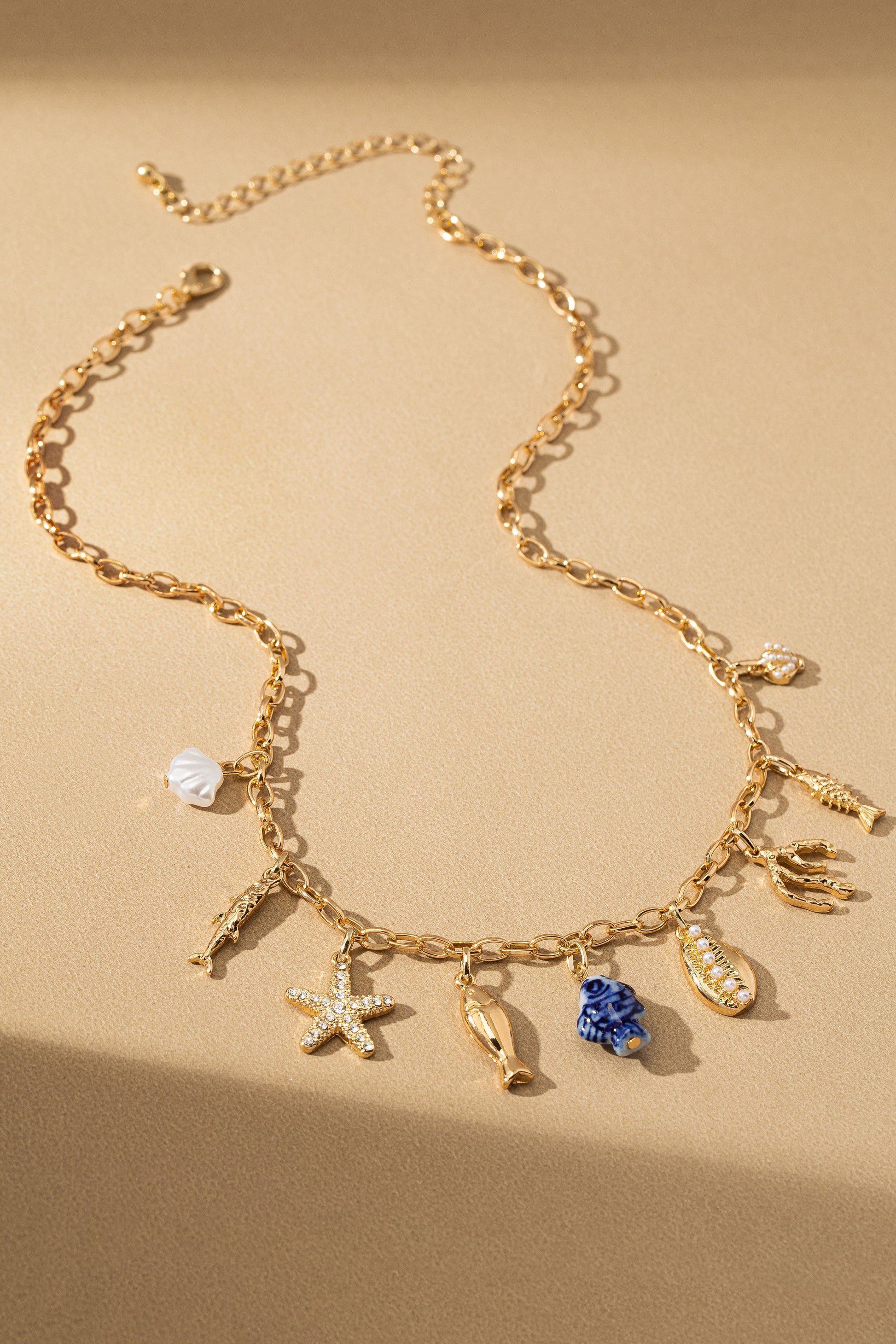 Blue Reef Mini Charm Necklace Ceramic Fish