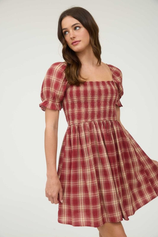 Highland Mini Dress - Burgundy