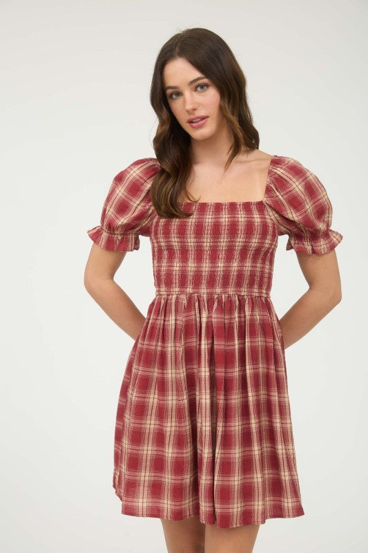 Highland Mini Dress - Burgundy