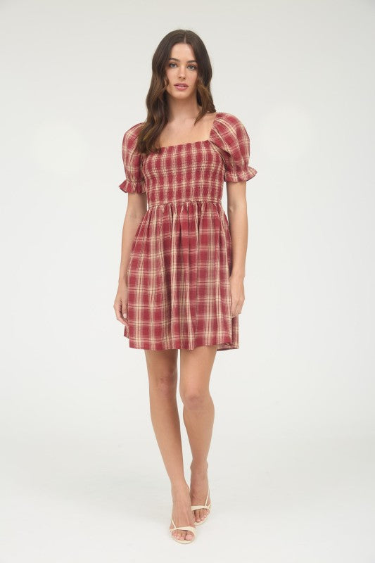 Highland Mini Dress - Burgundy