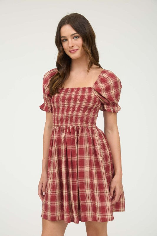 Highland Mini Dress - Burgundy
