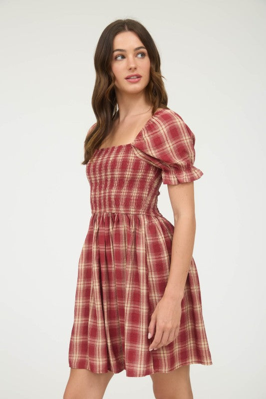 Highland Mini Dress - Burgundy