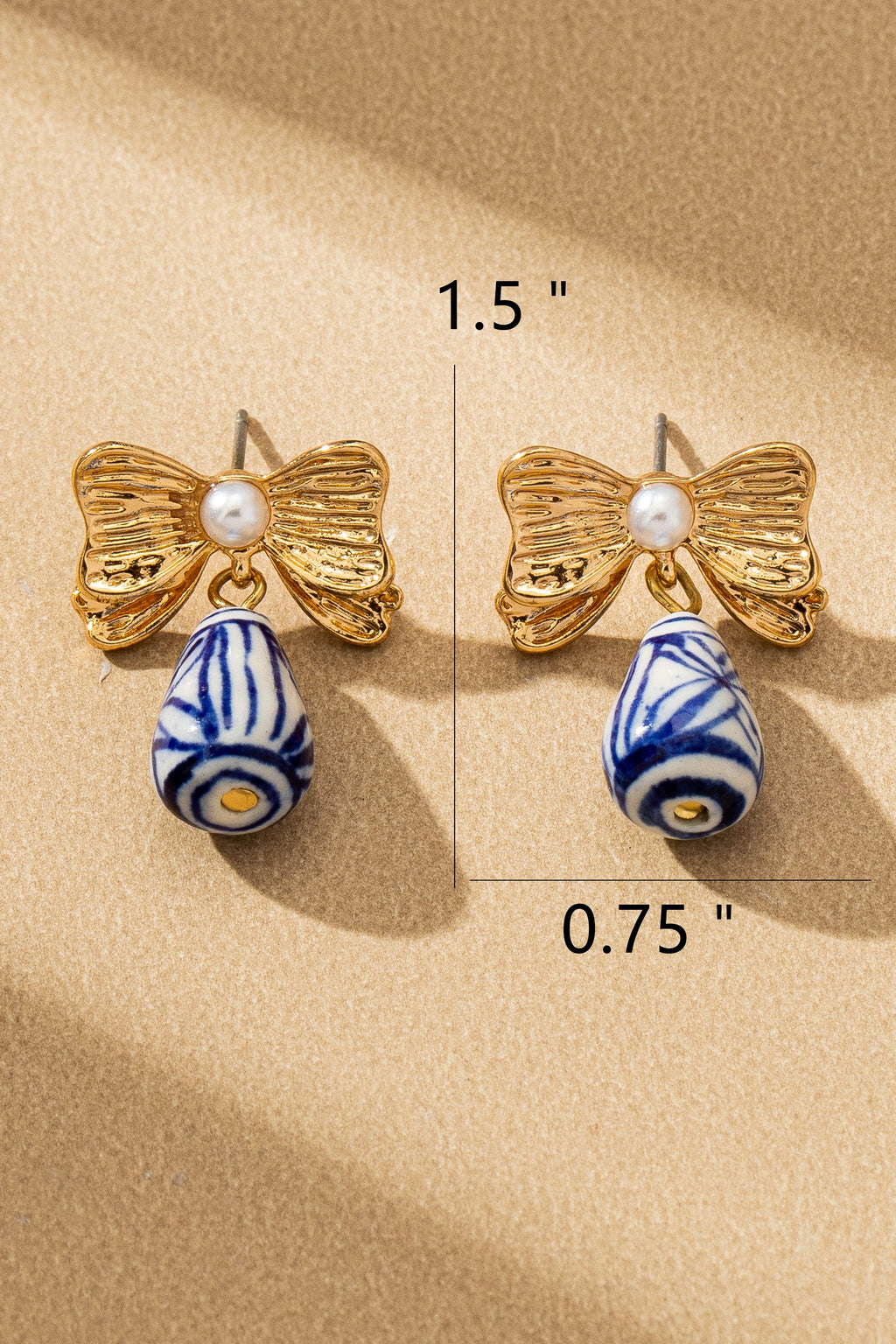 Bow & Porcelain Drop Earrings