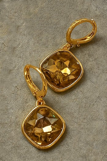 Topaz Cushion-cut Gemstone Drop Earrings