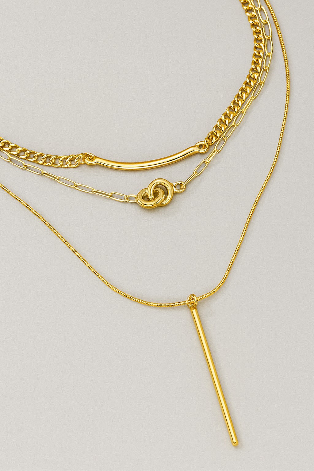 3 Row Mixed Chain Necklace