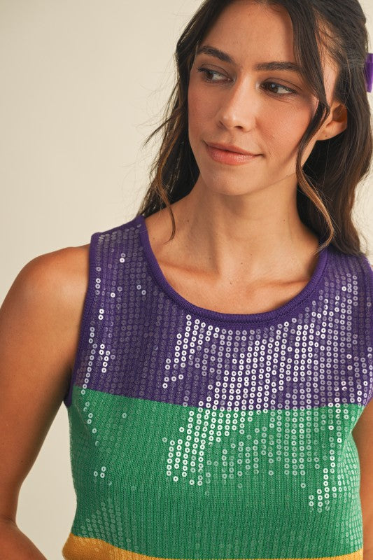 Downtown Sequin Block Tank Top *PRE-ORDER*