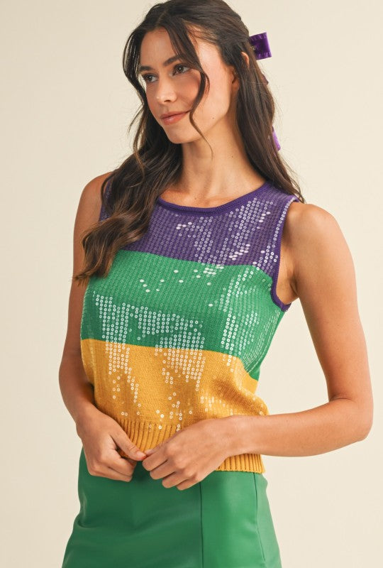 Downtown Sequin Block Tank Top *PRE-ORDER*