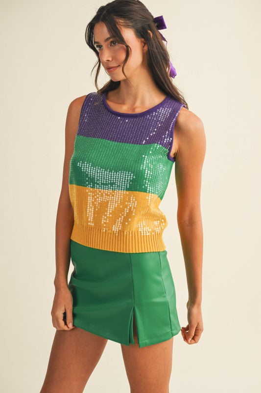 Downtown Sequin Block Tank Top *PRE-ORDER*