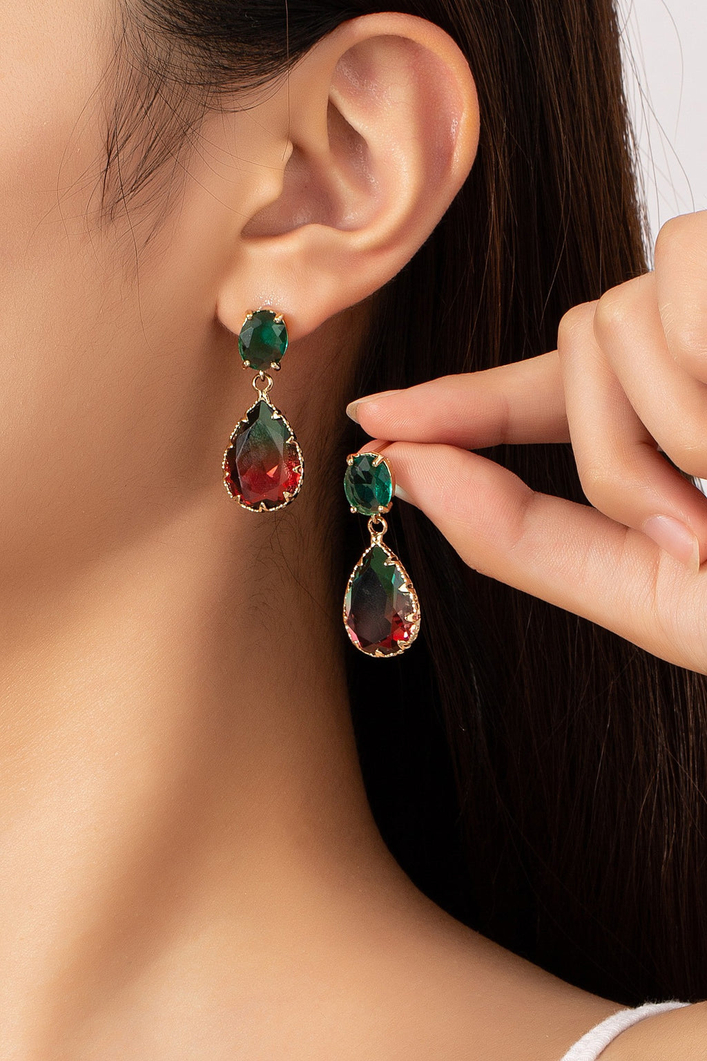 Premium Ombre Teardrop Gemstone Earrings