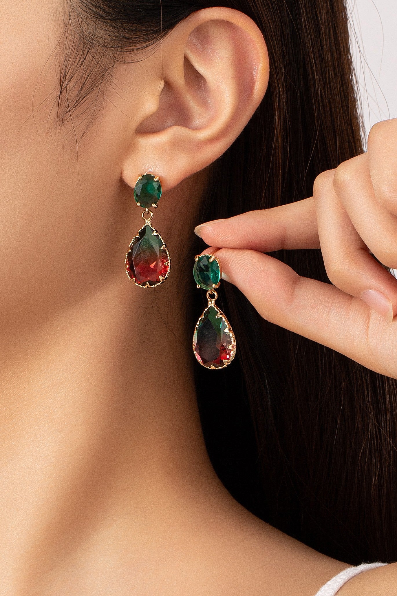 Premium Ombre Teardrop Gemstone Earrings