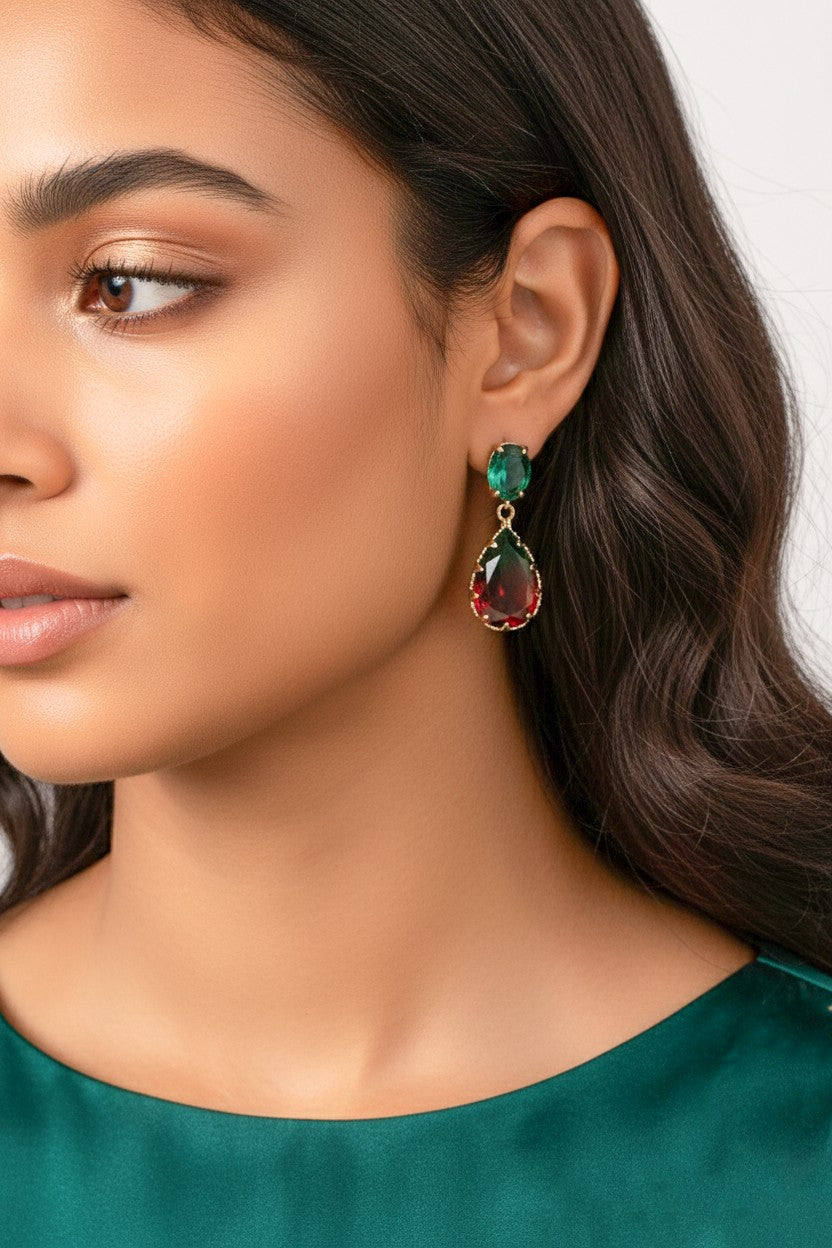 Premium Ombre Teardrop Gemstone Earrings