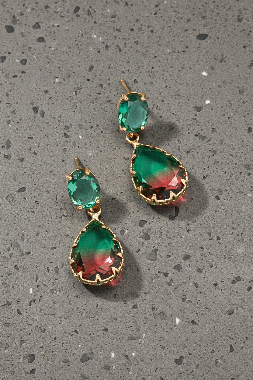 Premium Ombre Teardrop Gemstone Earrings