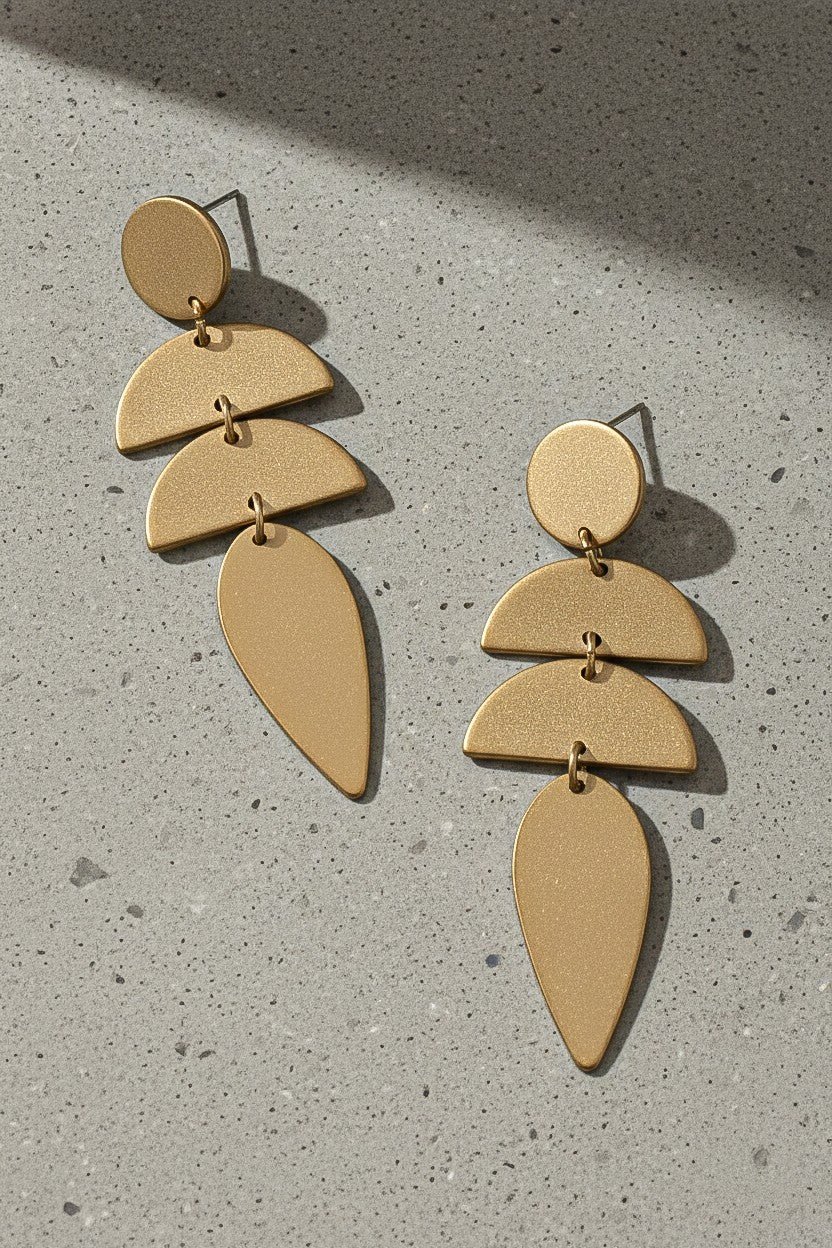 Linear Geo Shapes Gold Drop Earrings