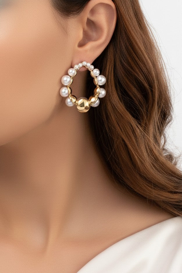 Pearl Teardrop Hoop Post