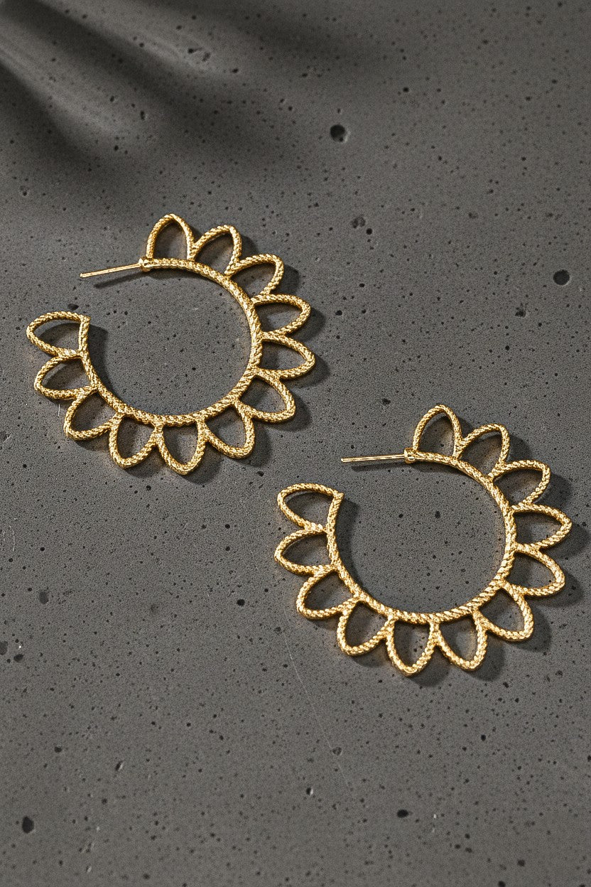 Openwork Textured Sun Hoop Earrings
