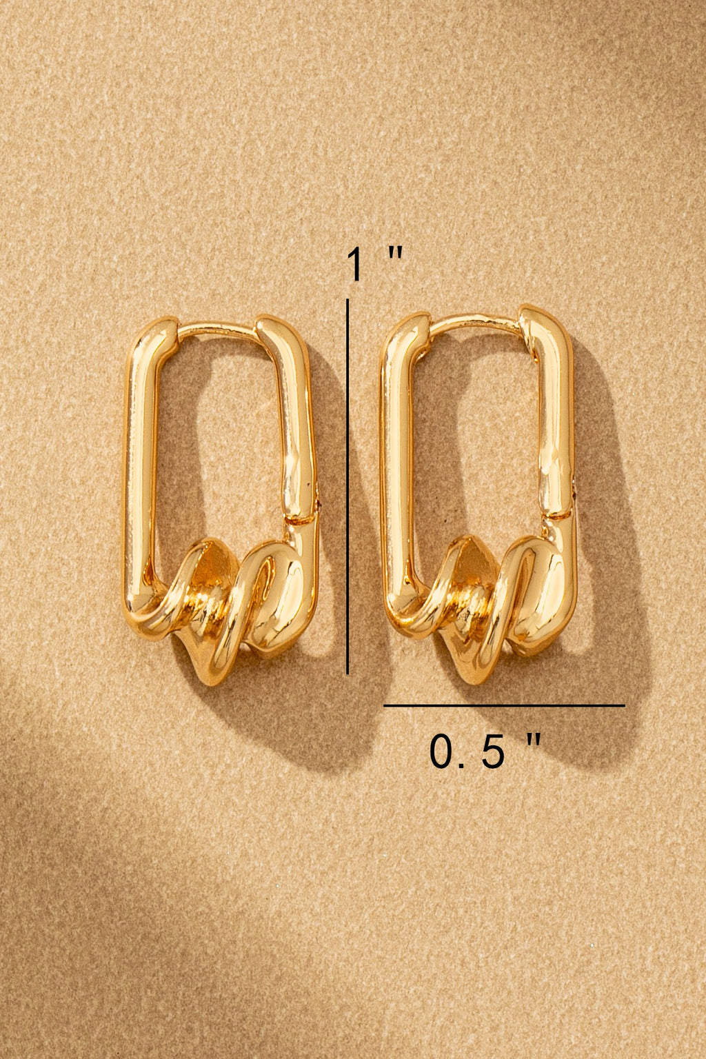 Twisted Rectangle Hinge Hoop Earring