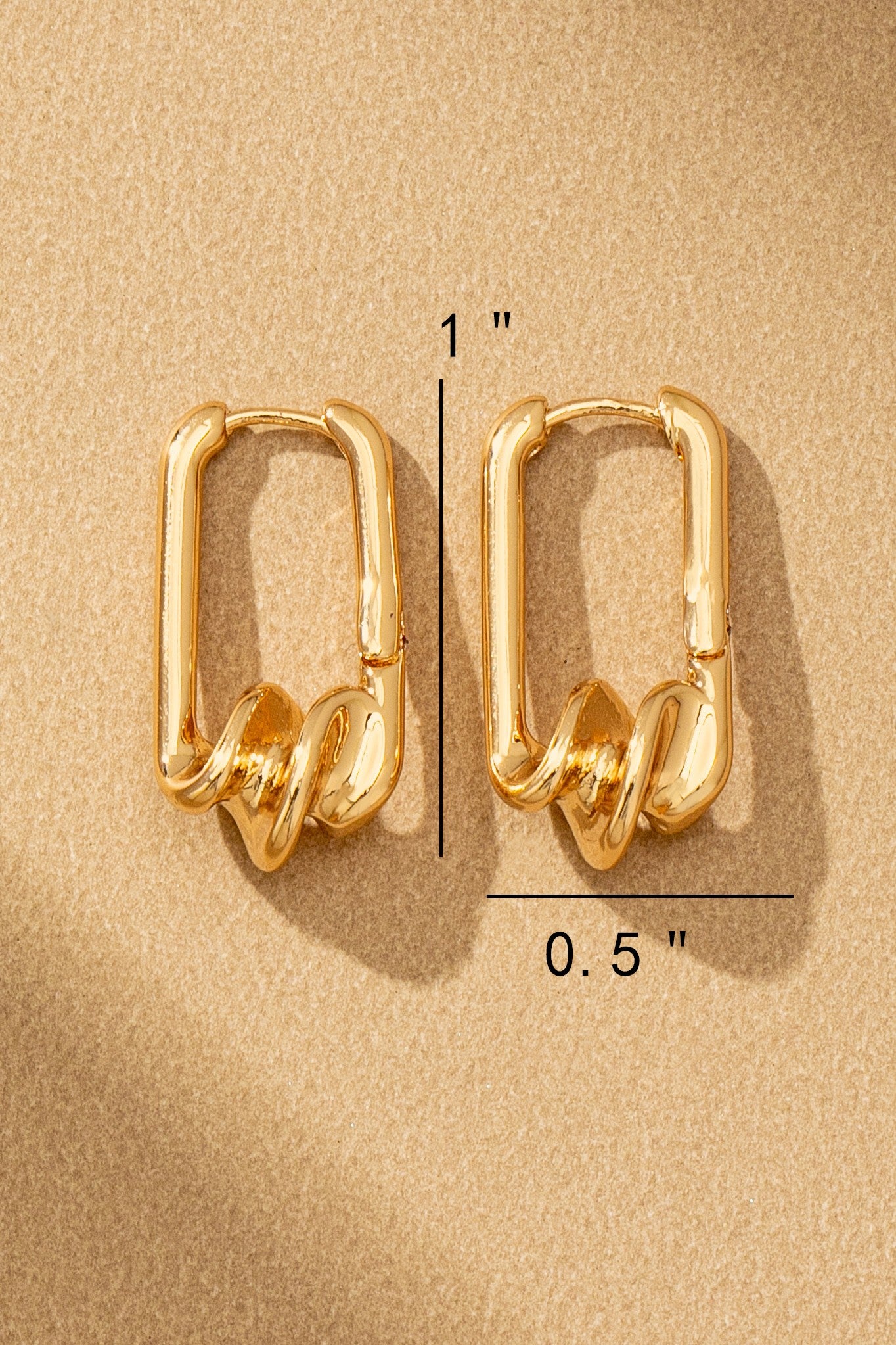 Twisted Rectangle Hinge Hoop Earring