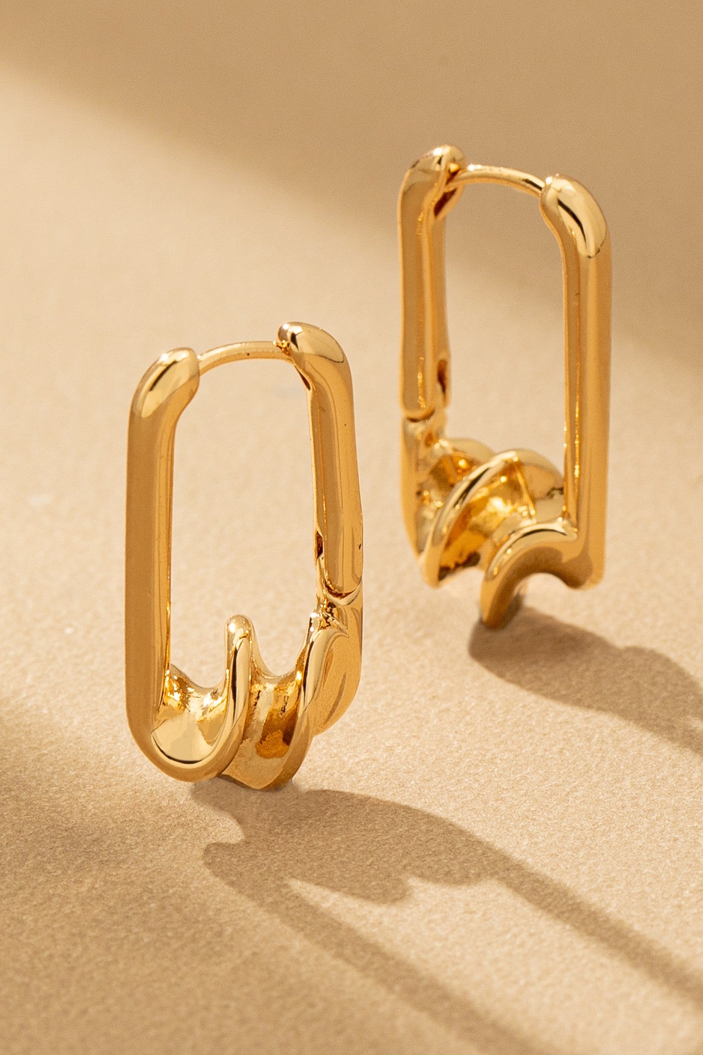 Twisted Rectangle Hinge Hoop Earring