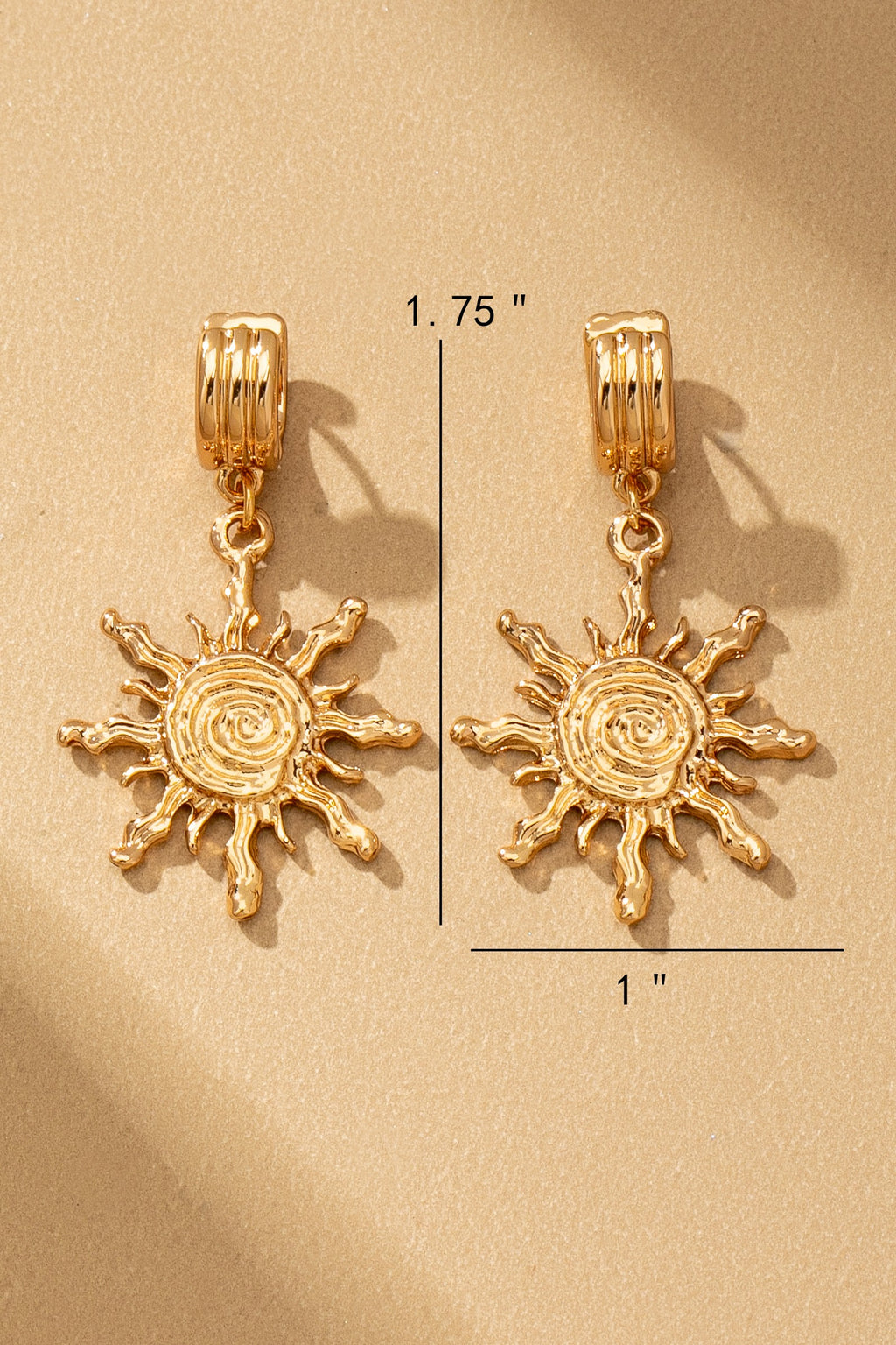 Gold Textured Sun Drop Earrings