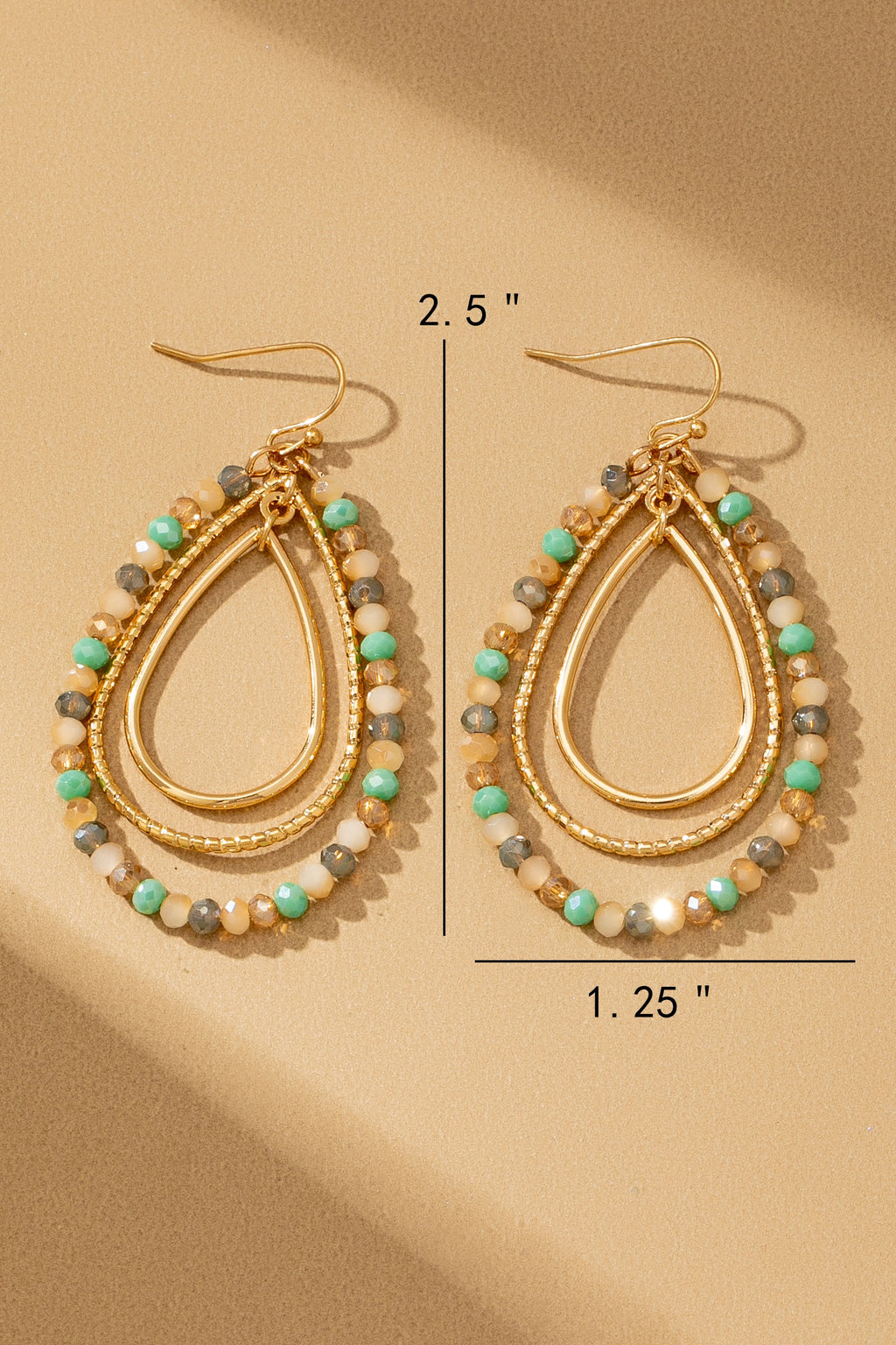 Teal Layered Teardrop Beaded Earrings