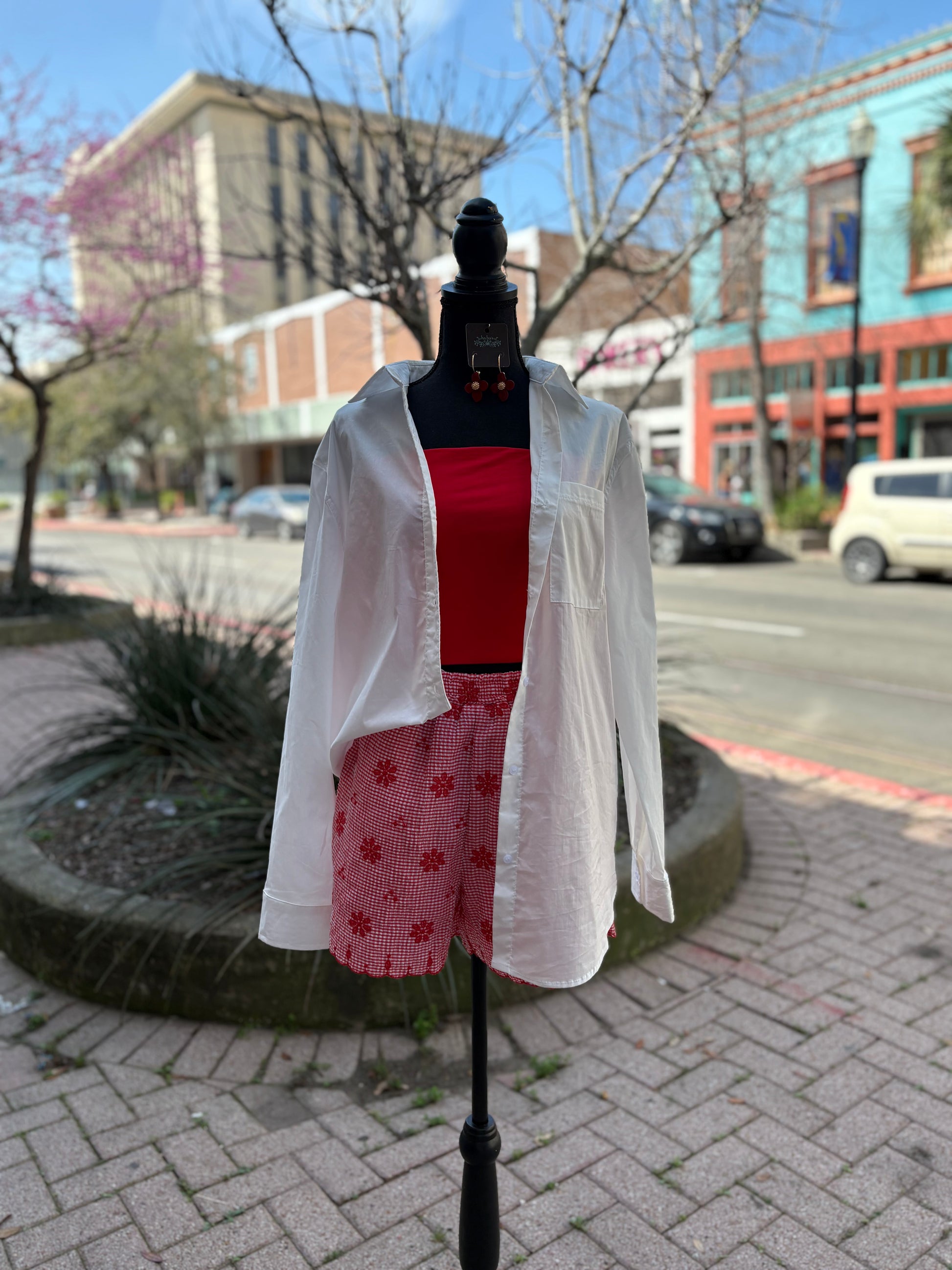 Wild Child Embroidered Shorts - Red