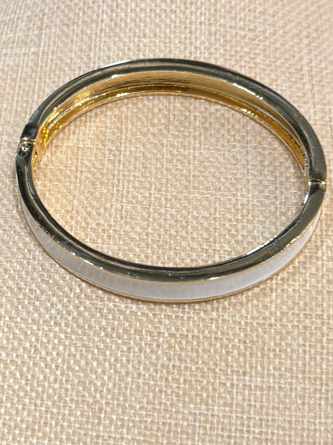 White Enamel Hinged Bangle