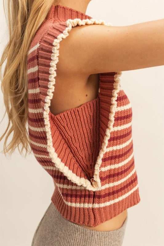 Faye Ruffle Knit - Rust