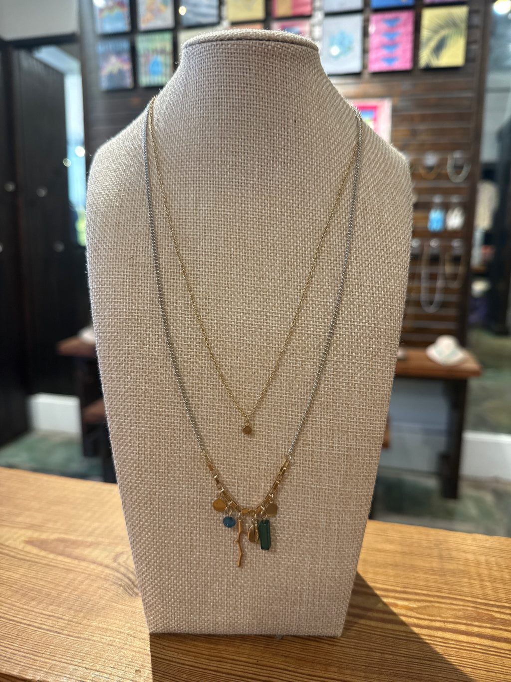 Two Layer Ocean Charm Necklace