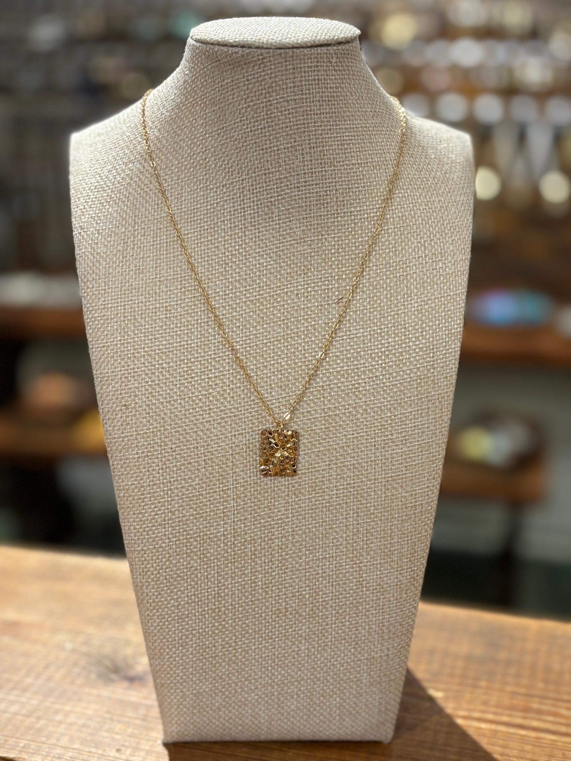 Little Hammered Rectangle Necklace
