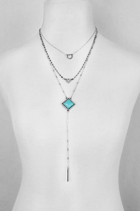 Multi Layer Stone And Chain Necklace