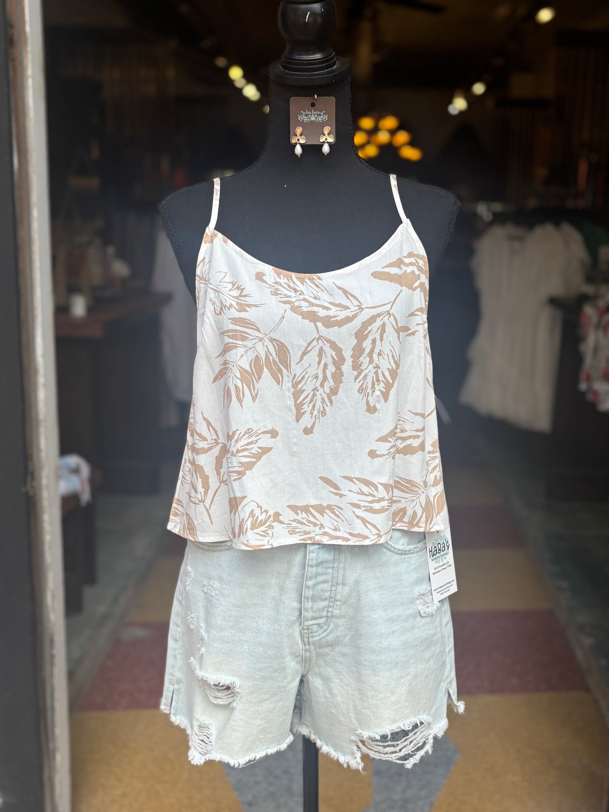 Leaf Cami Top - Beige