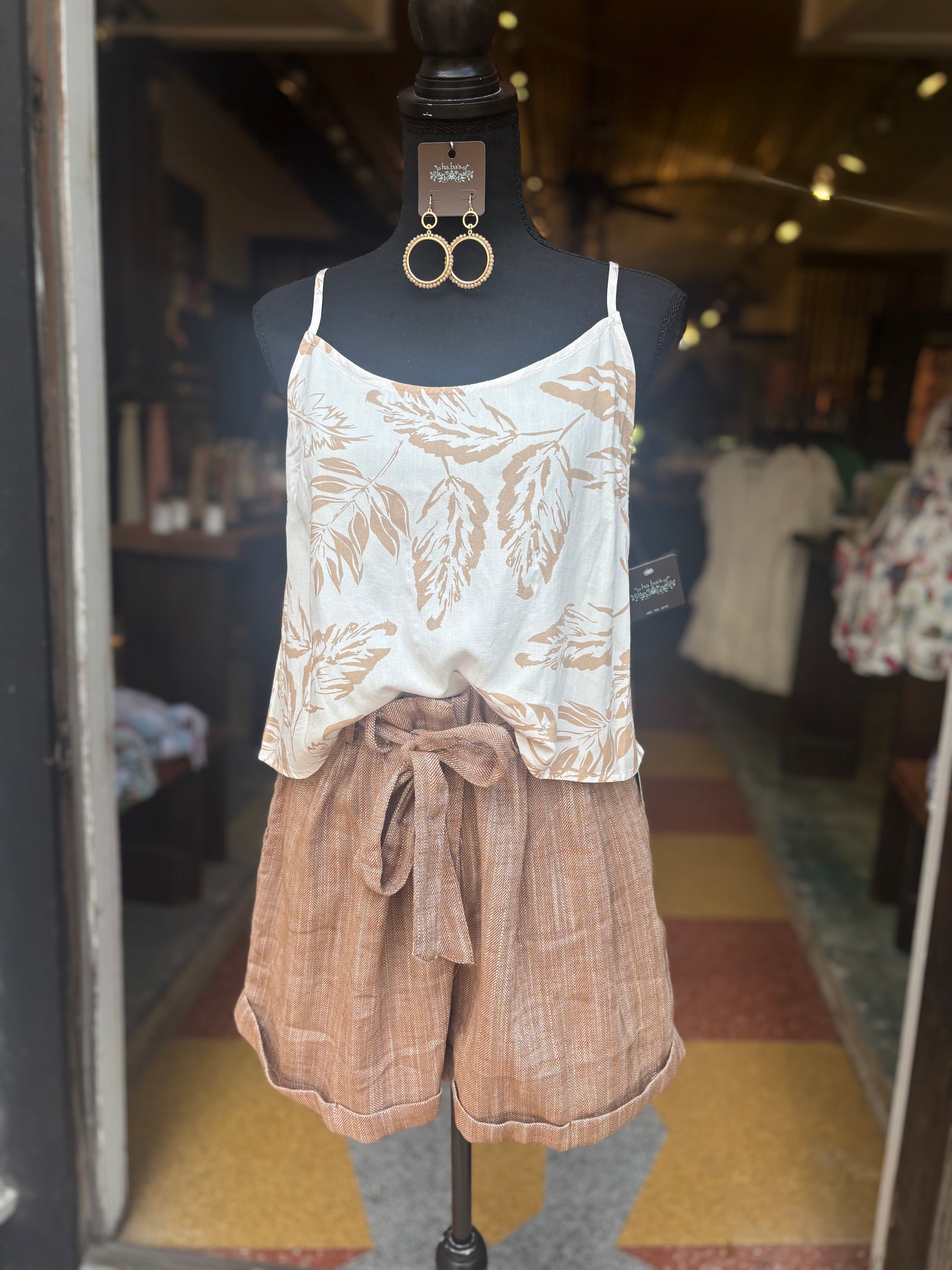 Leaf Cami Top - Beige