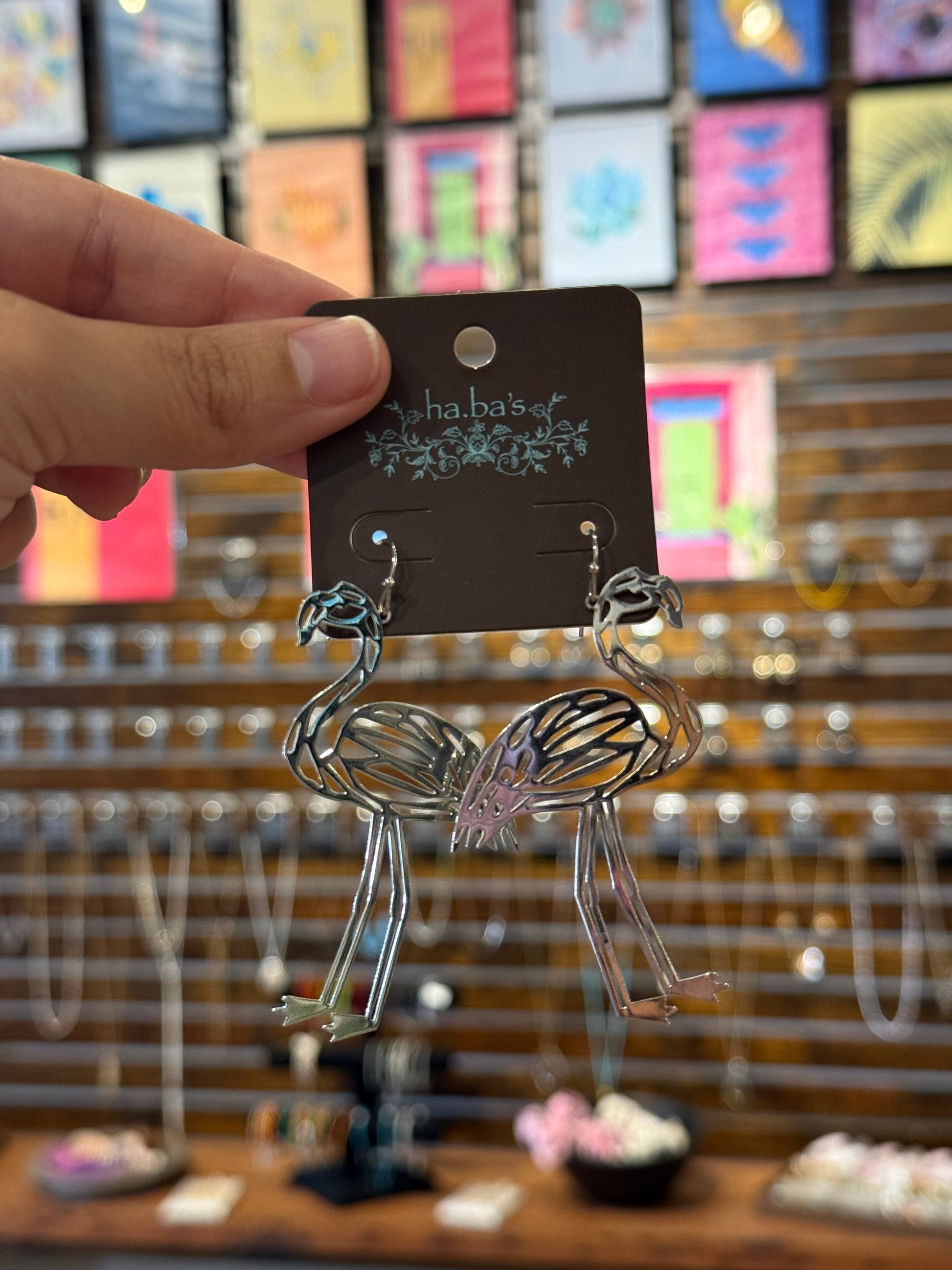 Silver Flamingo Earrings