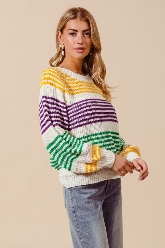 Mardi Gras Blocked Striped Sweater *PRE-ORDER*