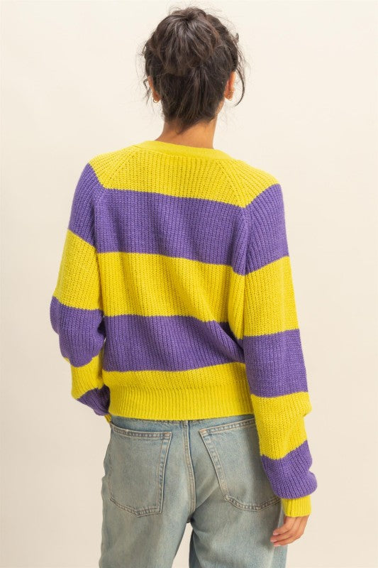 Jetty Knit Cardigan - Purple & Yellow