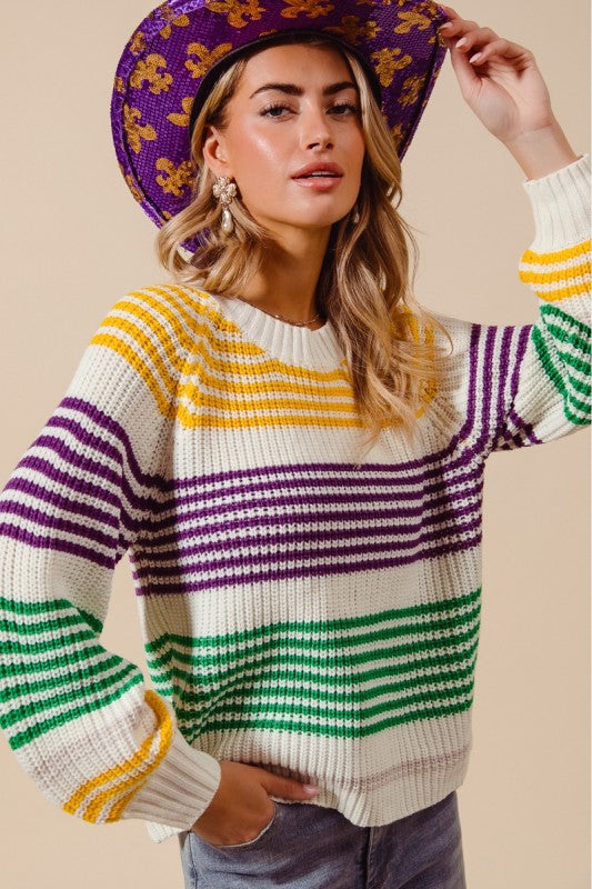 Mardi Gras Blocked Striped Sweater *PRE-ORDER*
