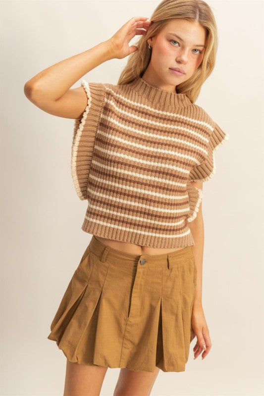 Faye Ruffle Knit - Brown