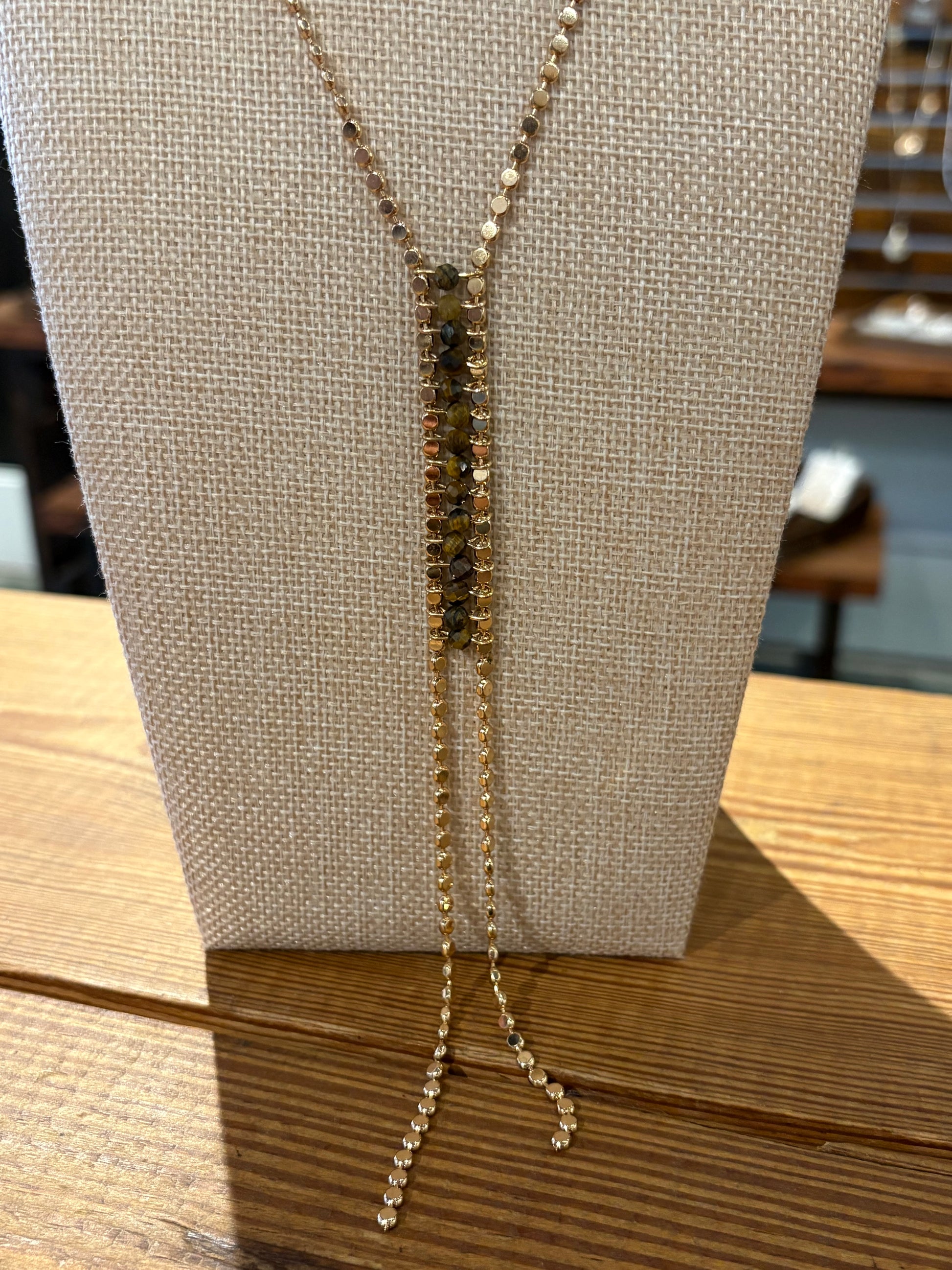 Bronze Stone Zip Necklace
