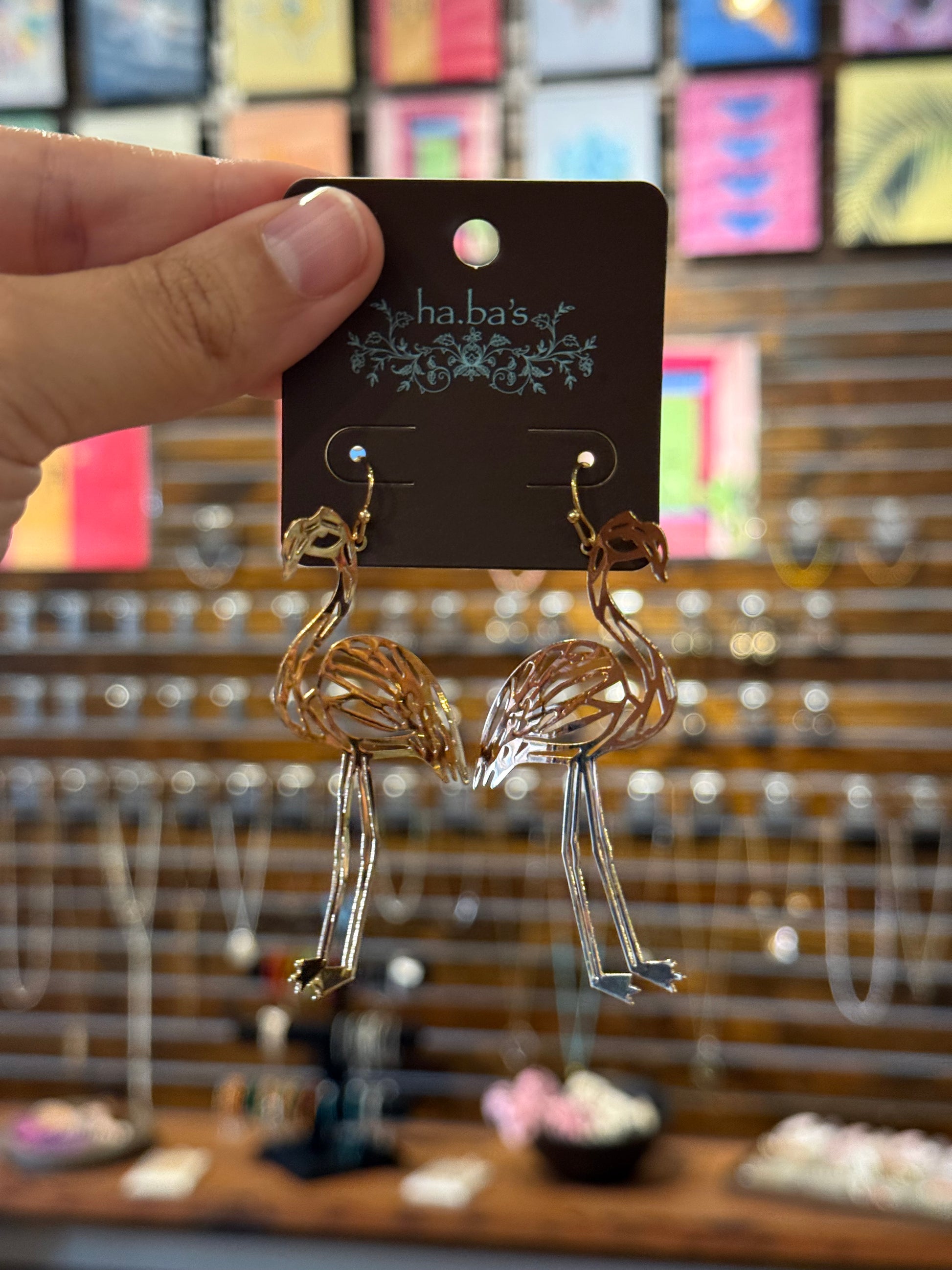 Gold Flamingo Earrings