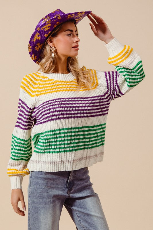 Mardi Gras Blocked Striped Sweater *PRE-ORDER*