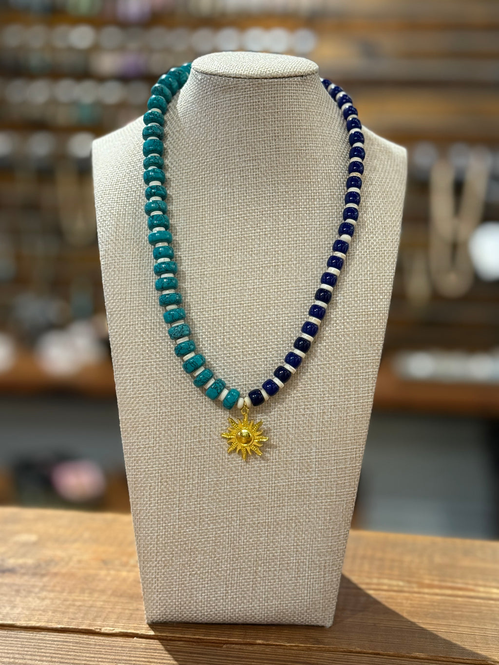 Gemini Necklace - Blues Sun Pendant