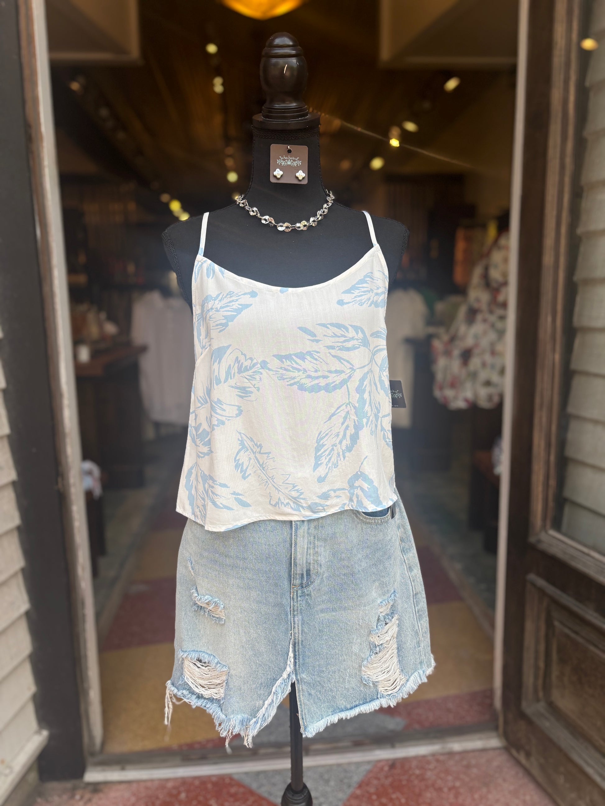 Leaf Cami Top - Blue