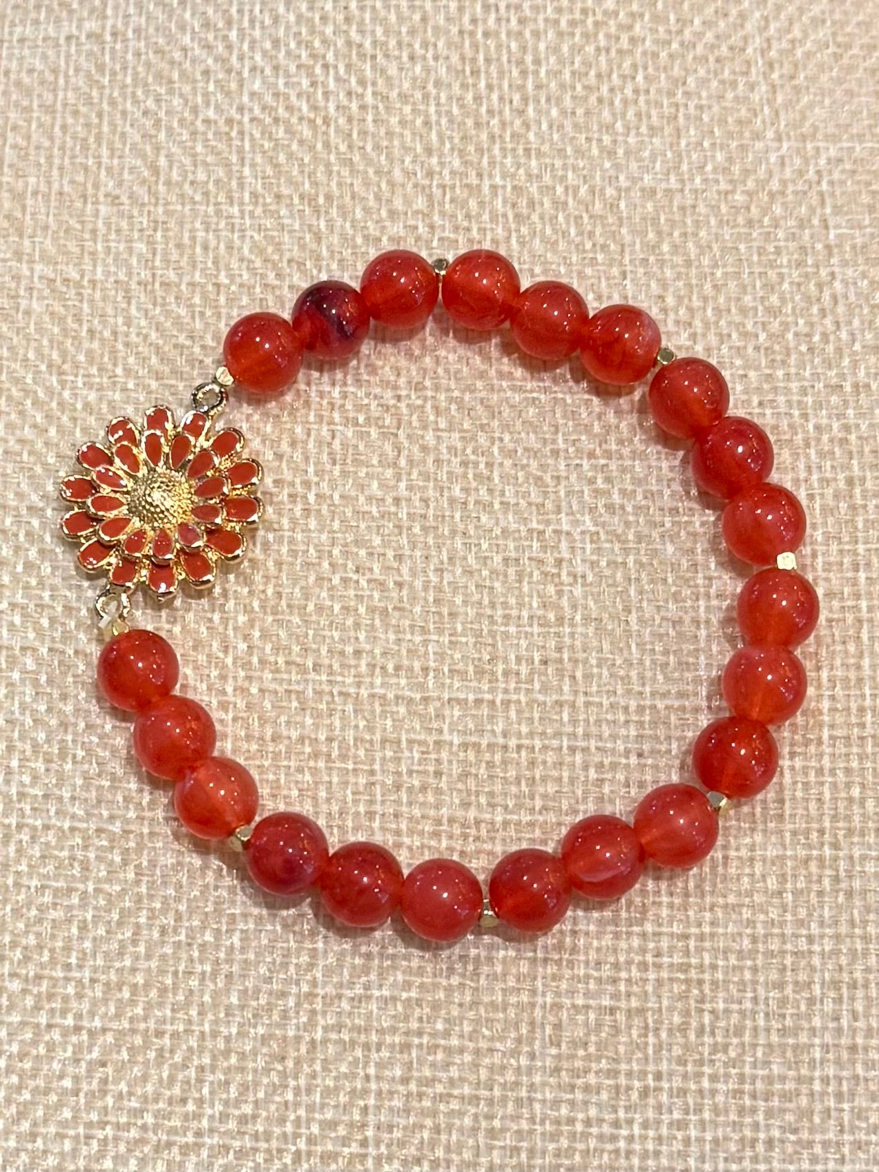 Red Flower Charm Bracelet