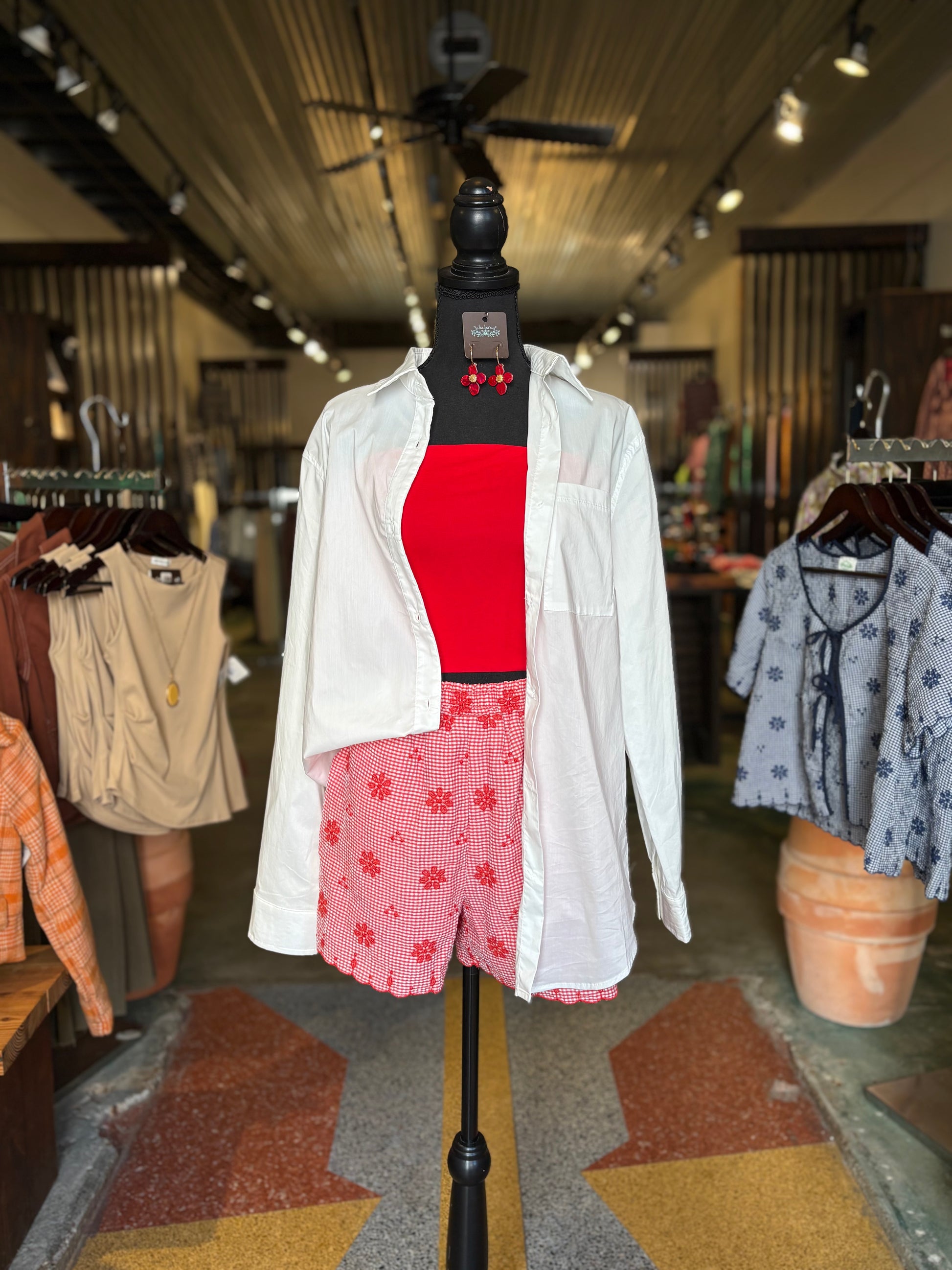 Wild Child Embroidered Shorts - Red