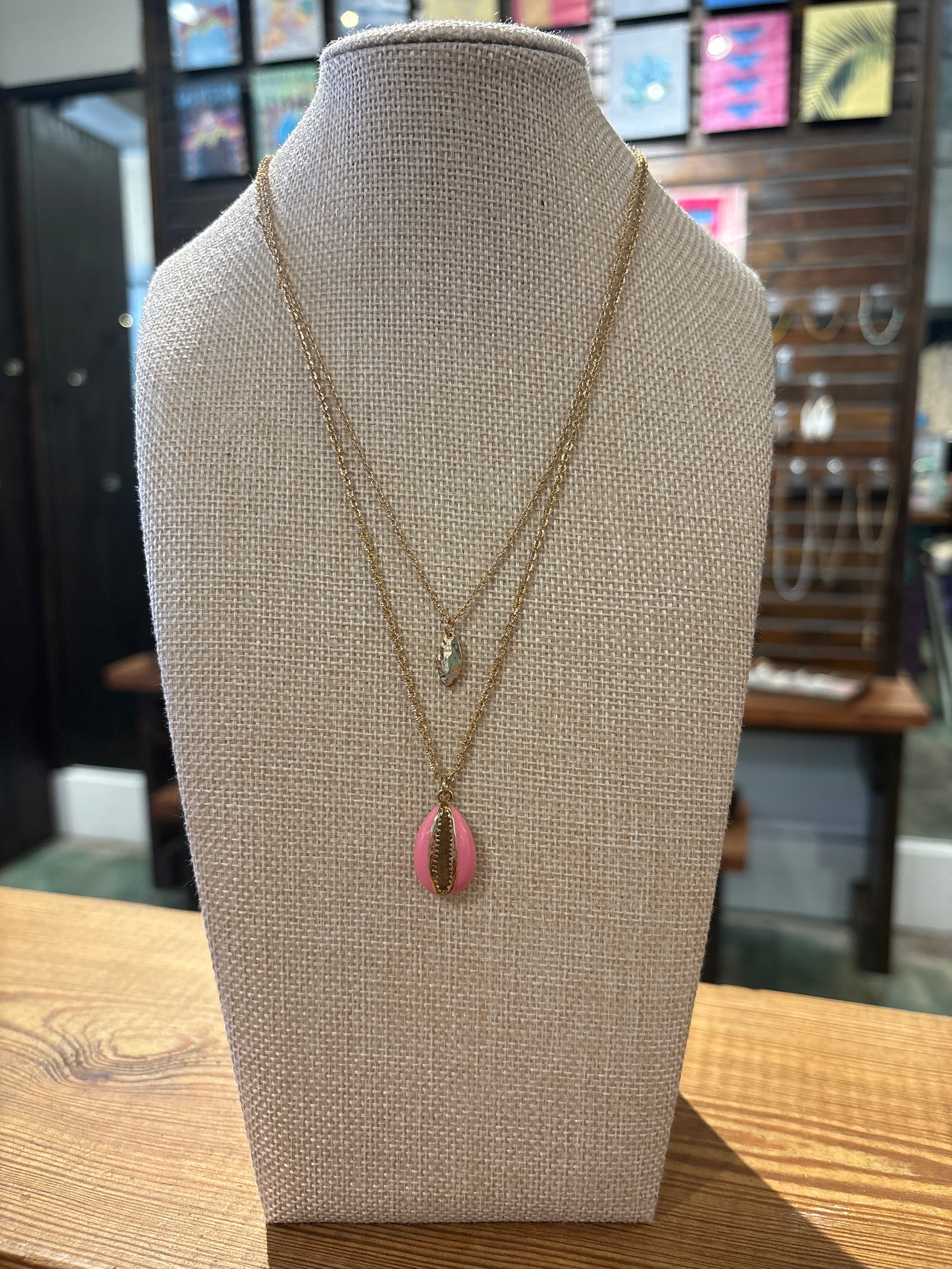 Pink Cowrie Shell Necklace